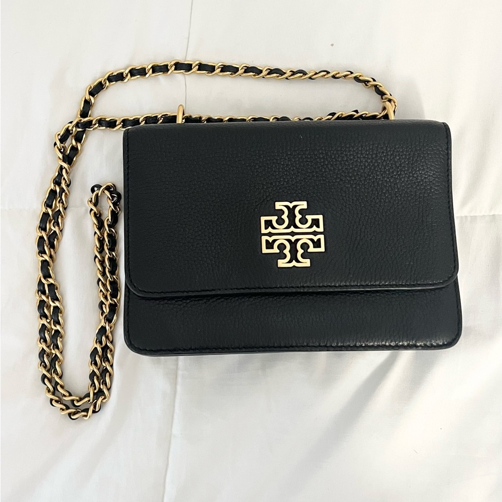 Tory Burch Britten Small Adjustable shoulder bag 73505 8020 Black gold chain